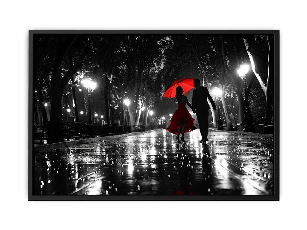 Rainy Day Couple Dance painting   Canvas Print