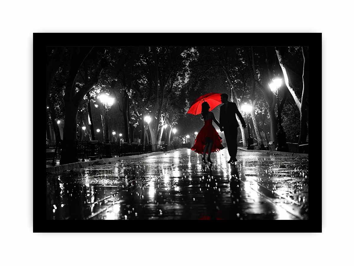 Rainy Day Couple Dance painting   Canvas Print