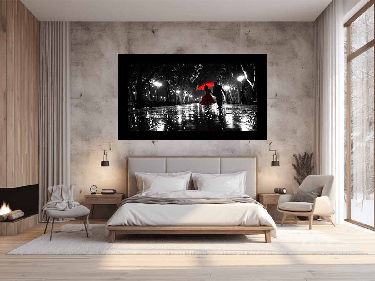 Rainy Day Couple Dance painting   Canvas Print