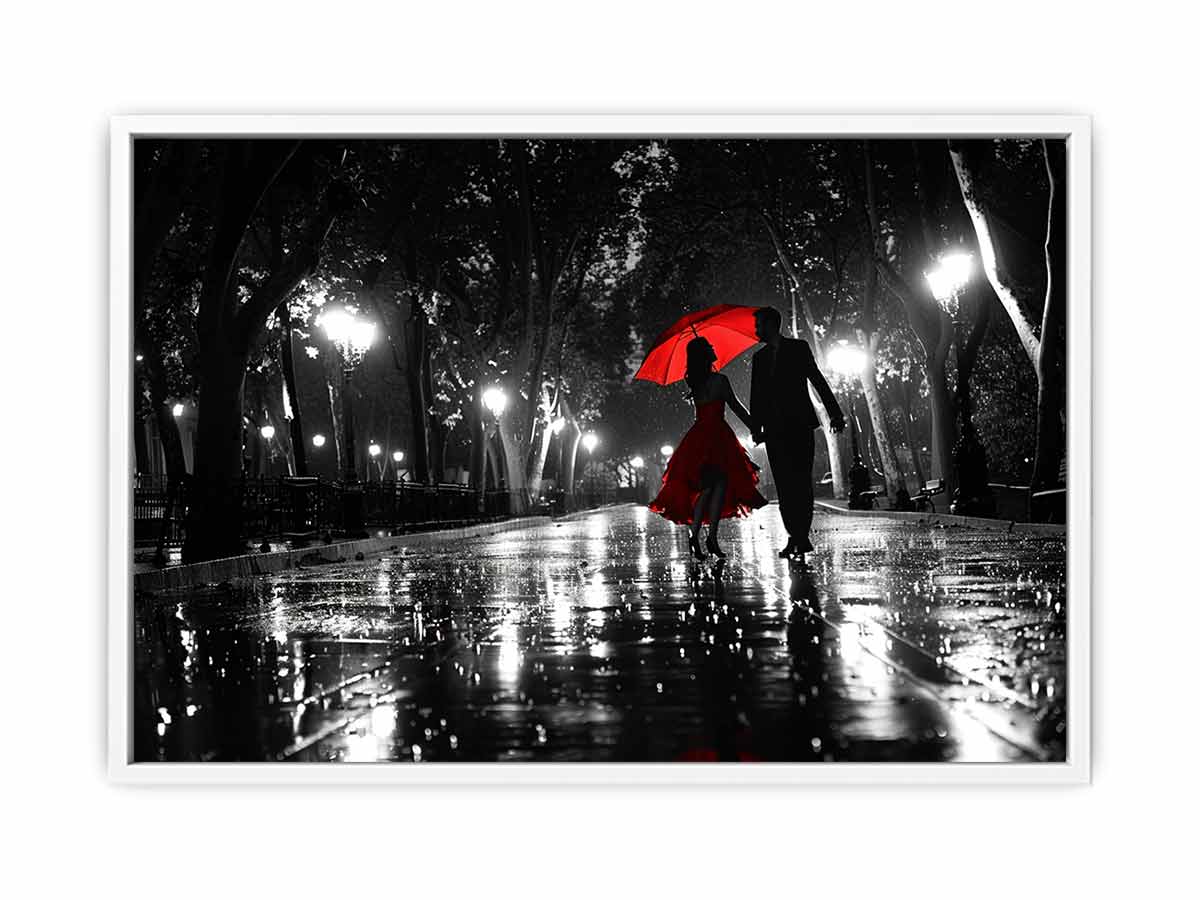Rainy Day Couple Dance painting   Canvas Print
