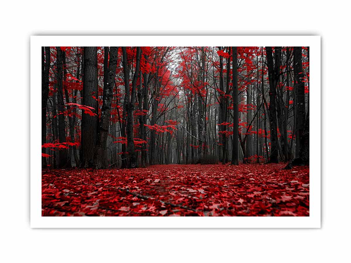 Red Forest  Tress Art Canvas Print