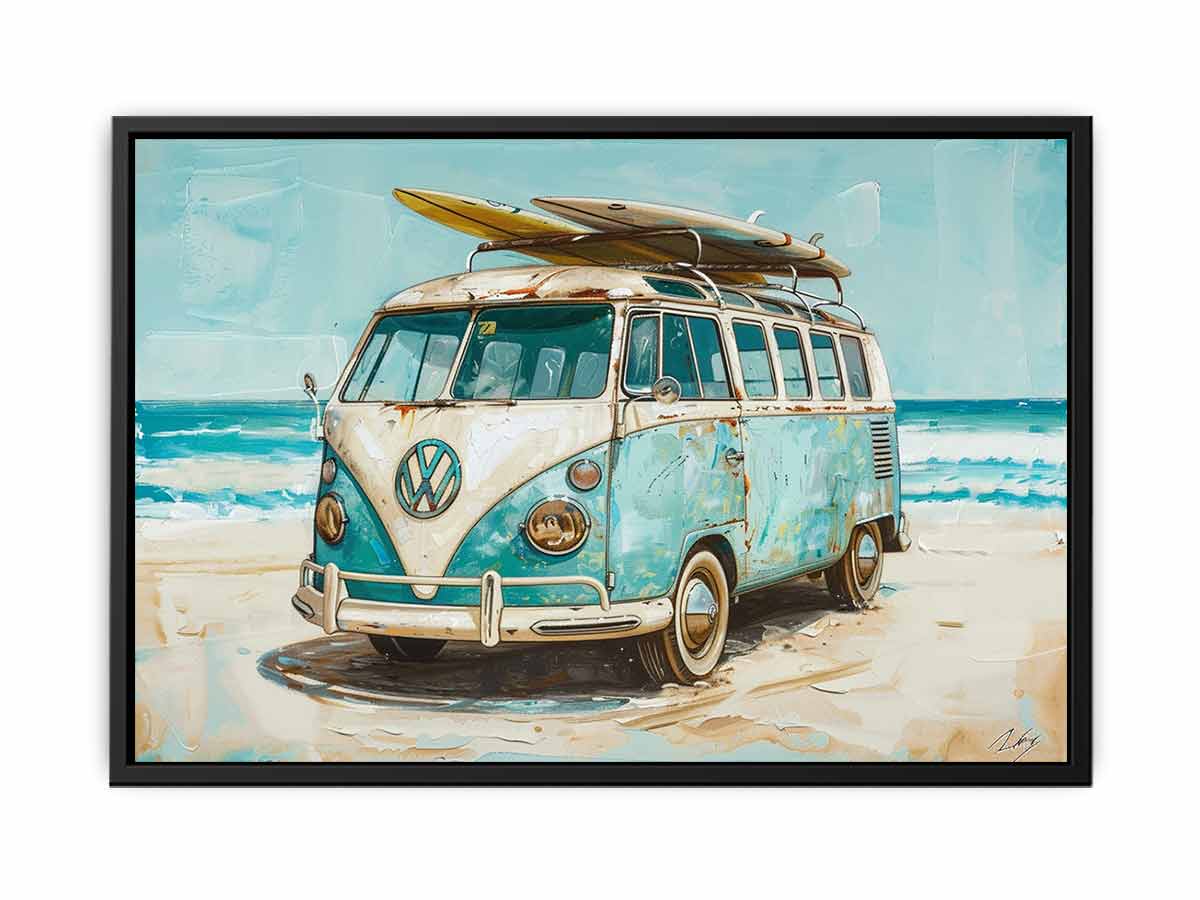 Beach Parking  Van Mircobus  Canvas Print