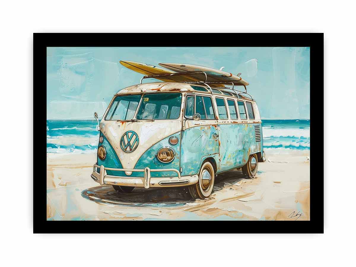 Beach Parking  Van Mircobus  Canvas Print