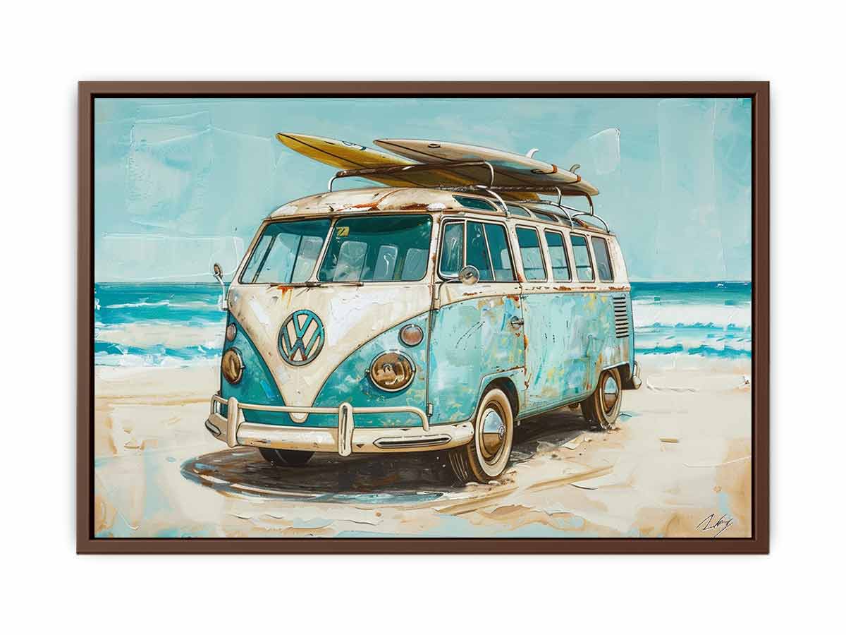 Beach Parking  Van Mircobus  Canvas Print