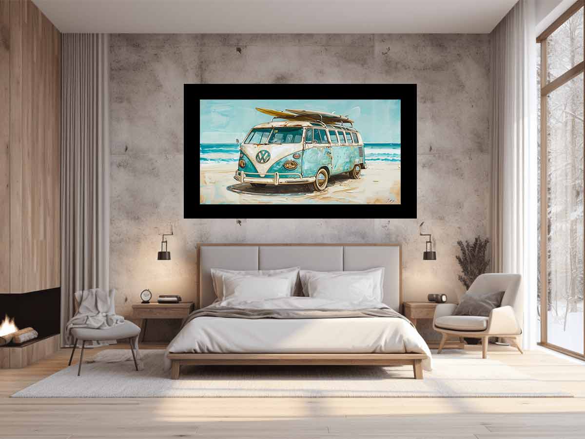 Beach Parking  Van Mircobus  Canvas Print