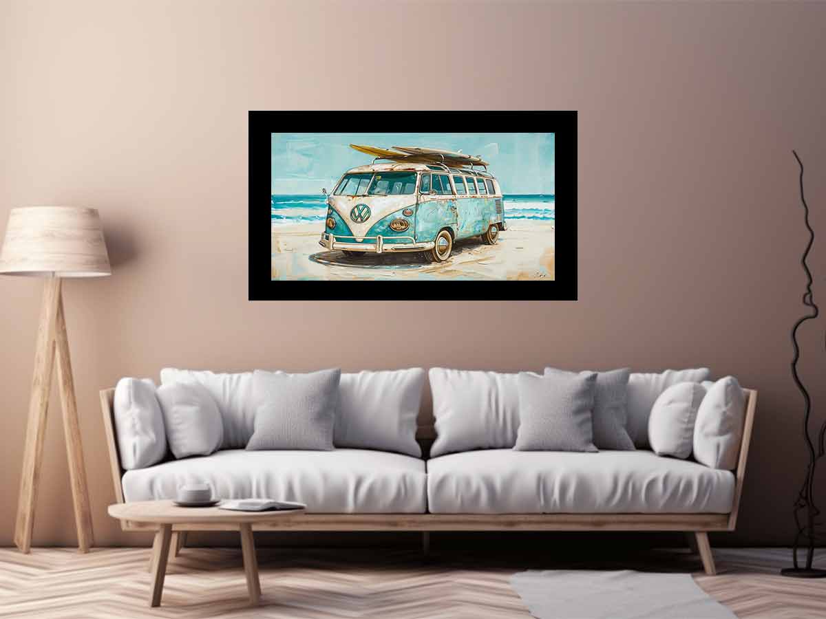 Beach Parking  Van Mircobus  Canvas Print