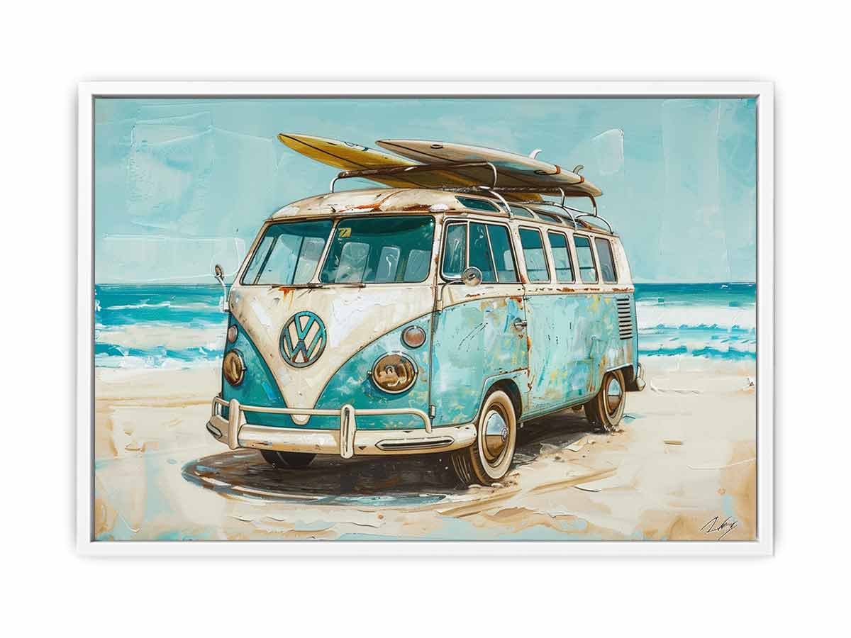 Beach Parking  Van Mircobus  Canvas Print