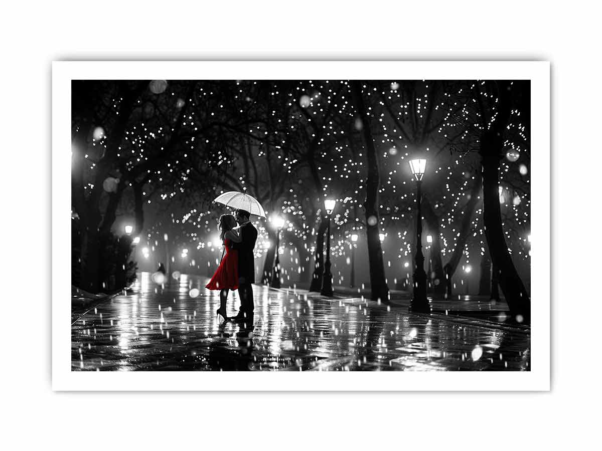 Couple Love Rain Dance Umbrella Canvas Print