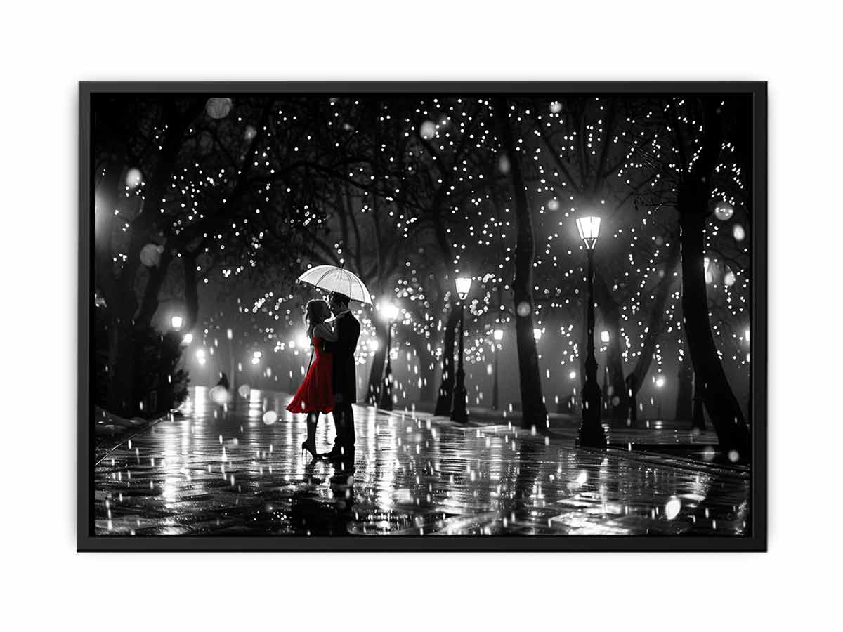 Couple Love Rain Dance Umbrella Canvas Print