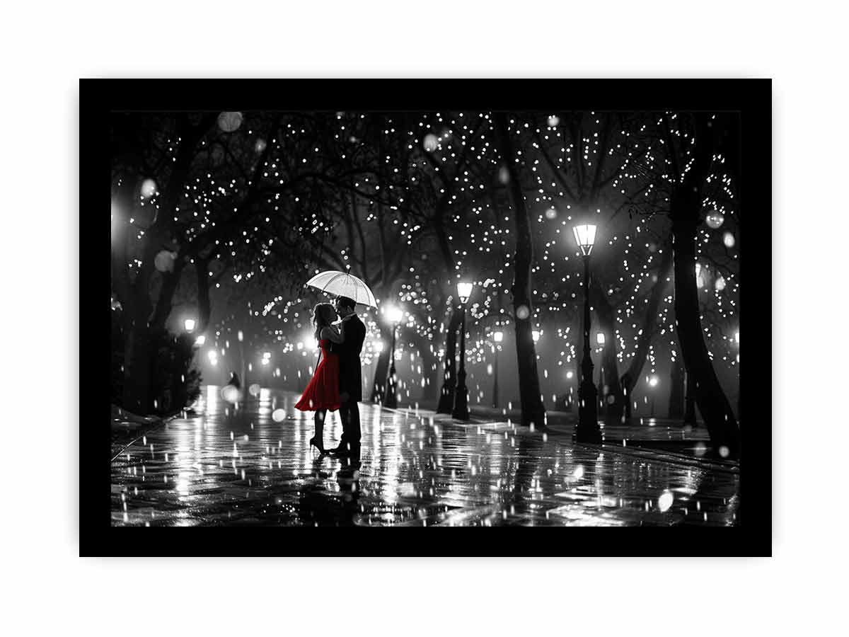 Couple Love Rain Dance Umbrella Canvas Print