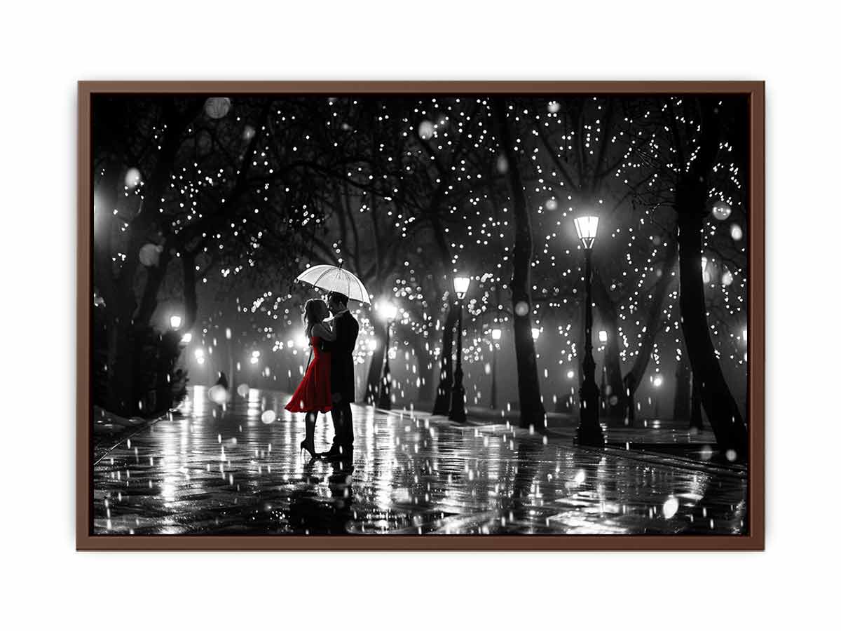 Couple Love Rain Dance Umbrella Canvas Print