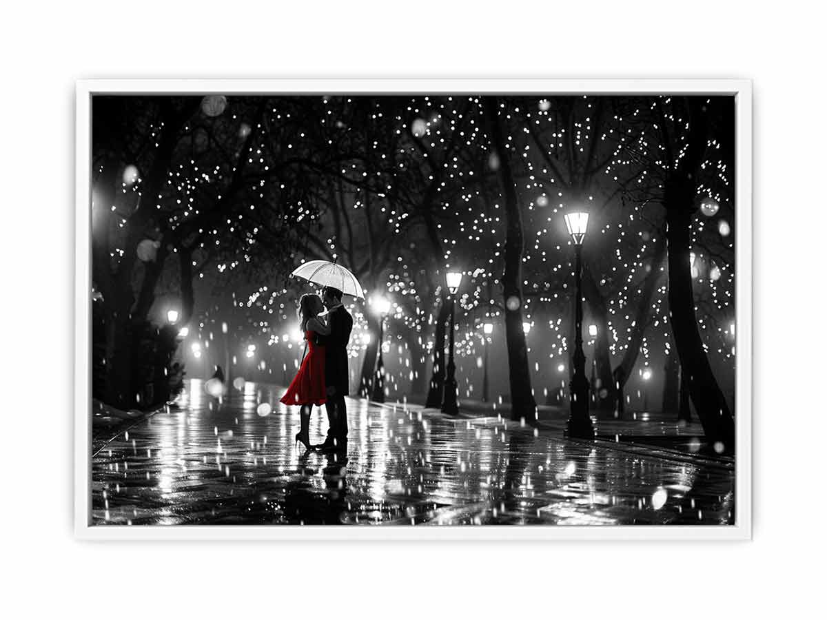 Couple Love Rain Dance Umbrella Canvas Print