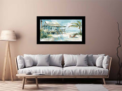 Beach House  Watercolor Canvas Painting