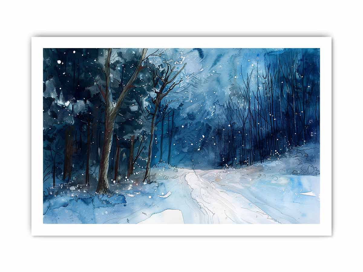 Winter  Watercolor painting  Canvas Print