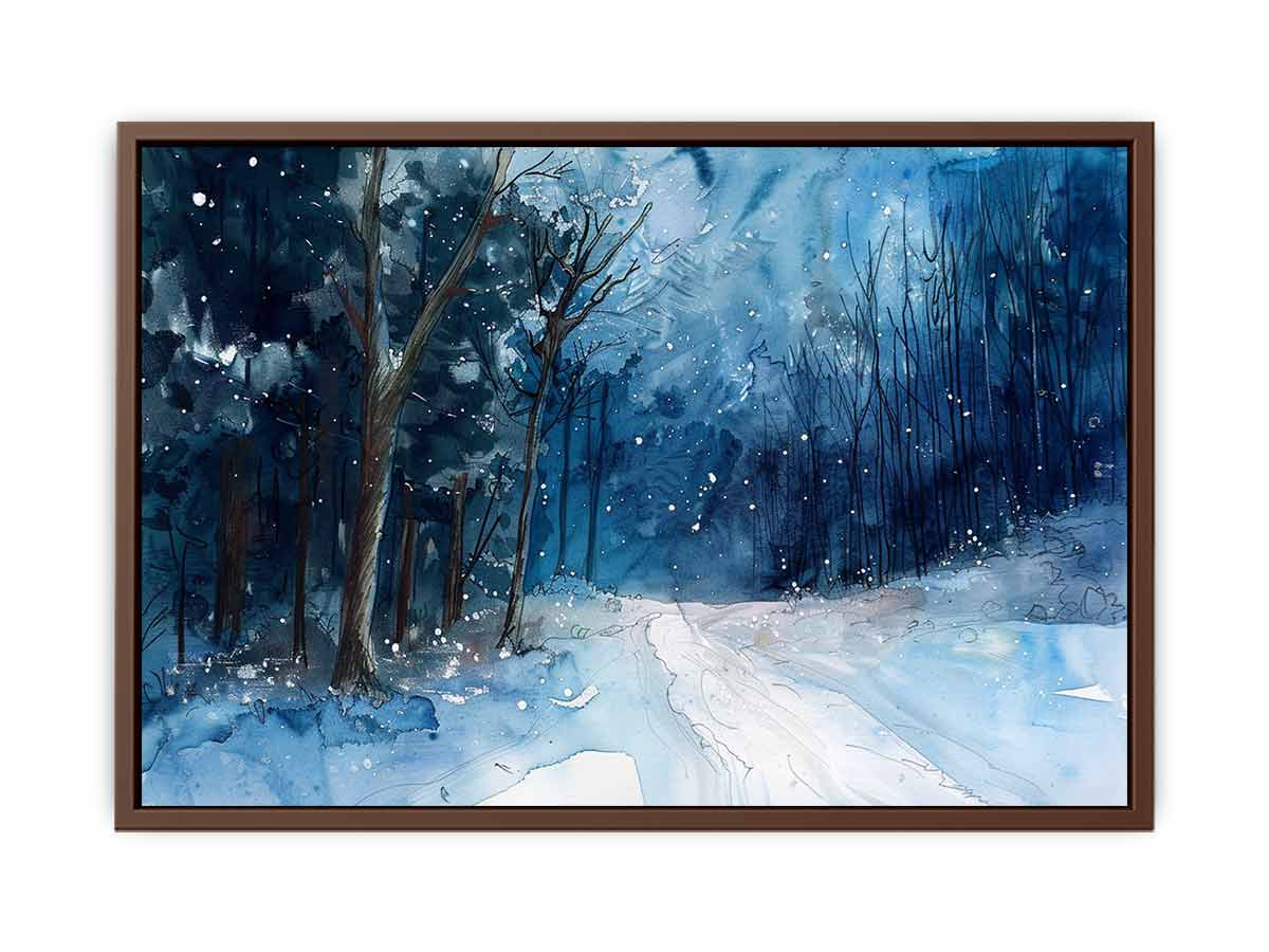 Winter  Watercolor painting  Canvas Print