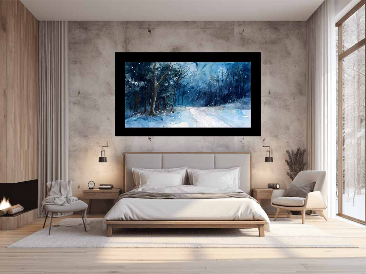Winter  Watercolor painting  Canvas Print