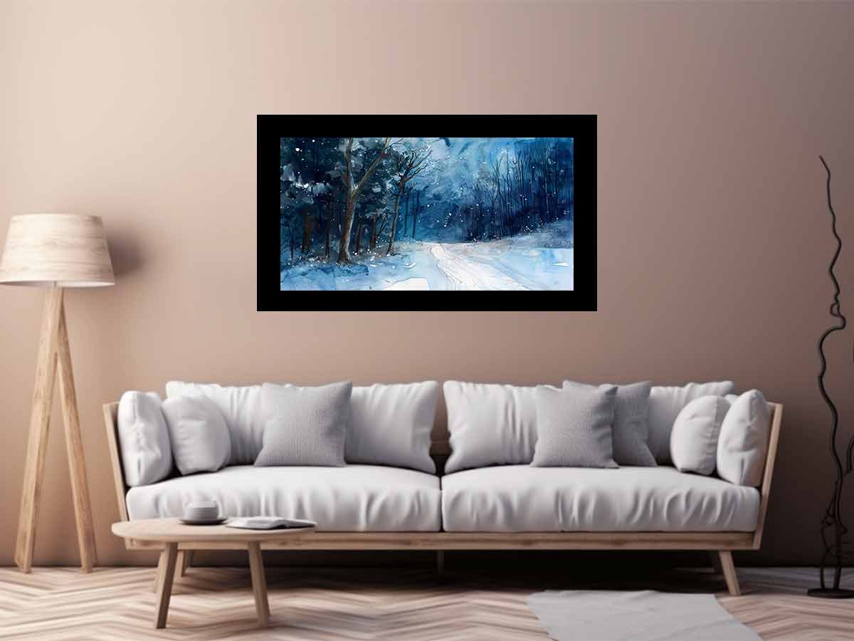 Winter  Watercolor painting  Canvas Print