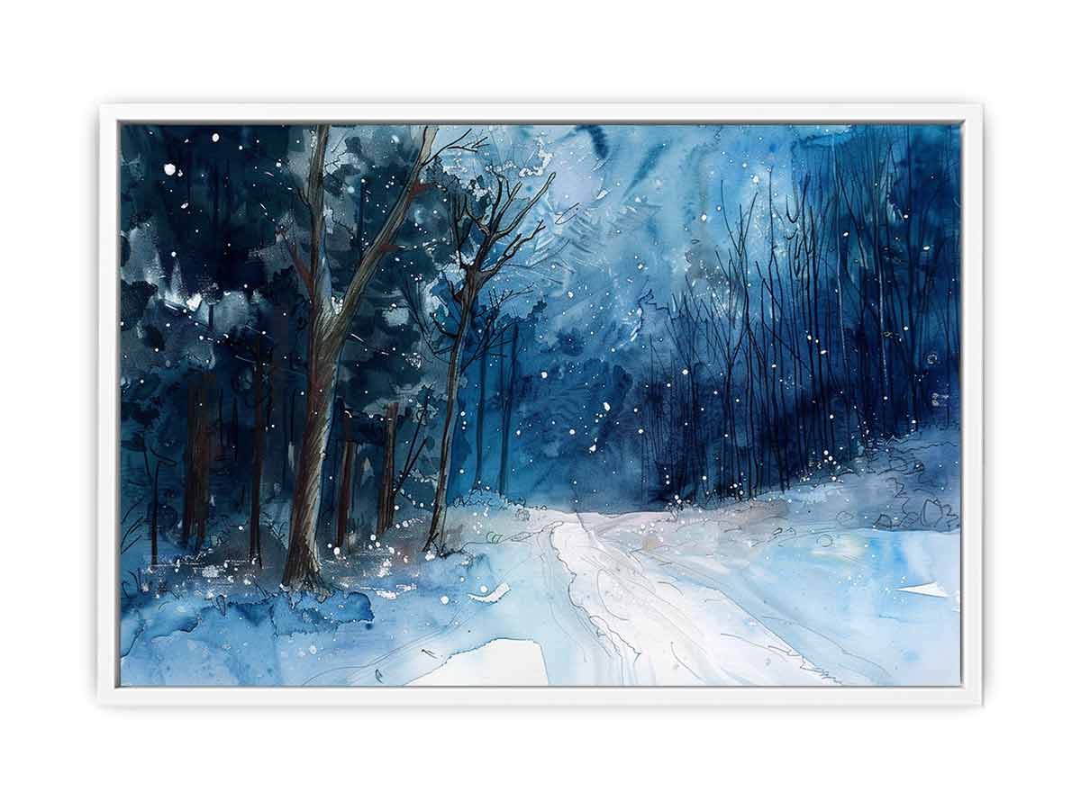 Winter  Watercolor painting  Canvas Print