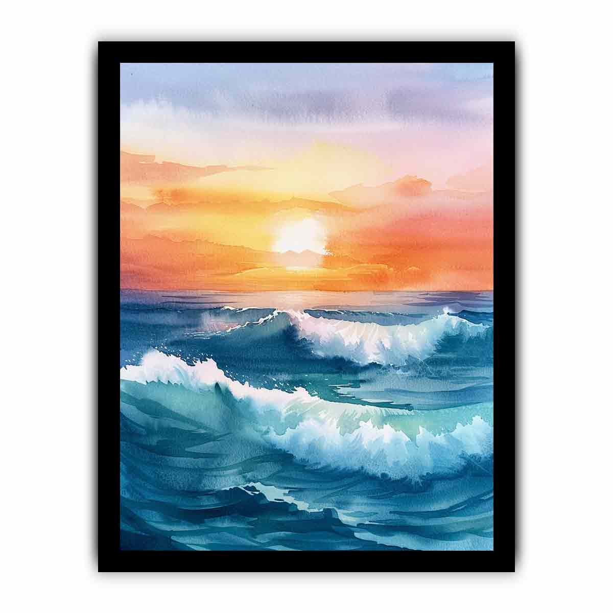 Watercolor Beach  Canvas painting Print
