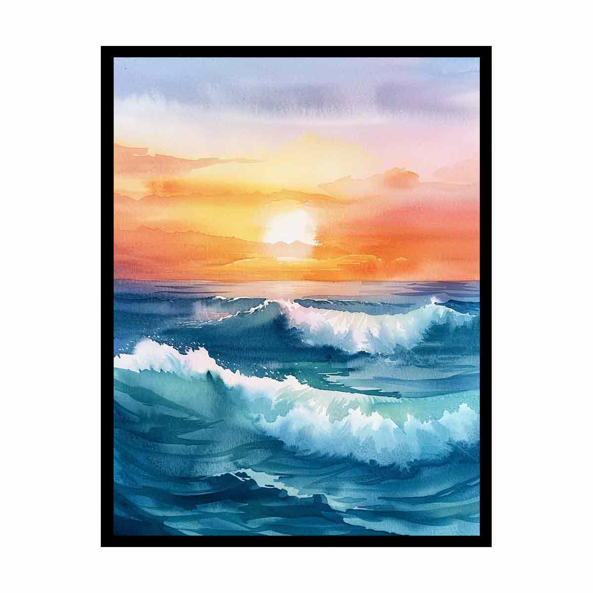 Watercolor Beach  Canvas painting Print