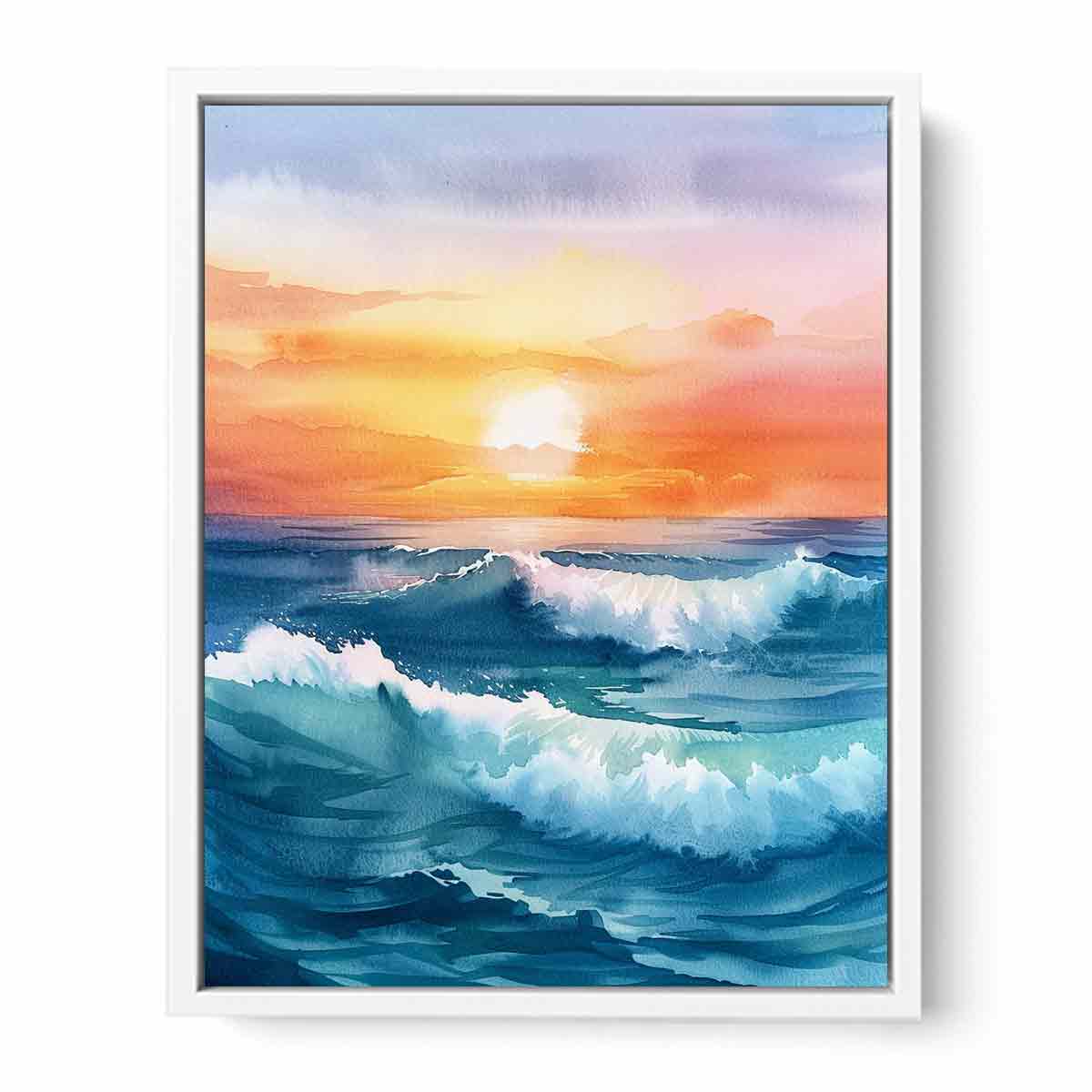 Watercolor Beach  Canvas painting Print