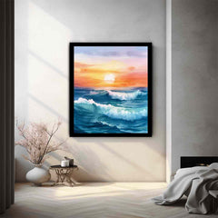 Watercolor Beach  Canvas painting Print
