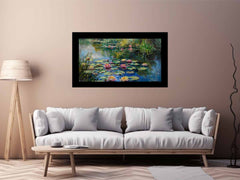 Lily Flowers In Lake  Canvas Painting Print