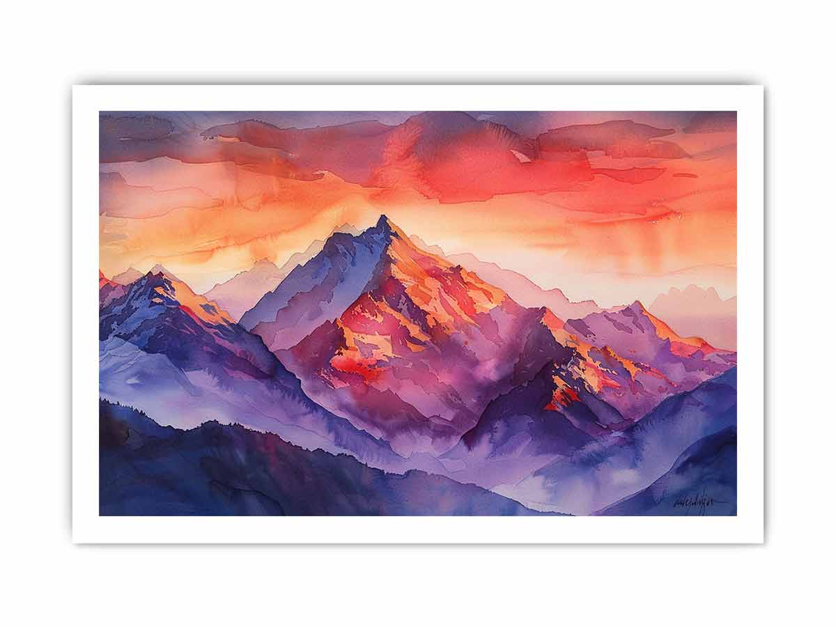 Watercolor Mountians Canvas Print