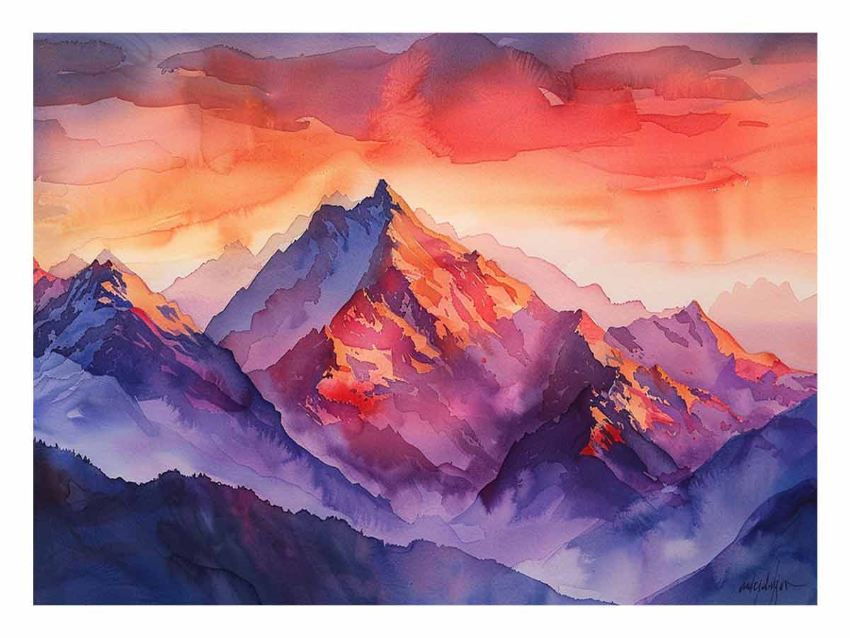 Watercolor Mountians Canvas Print