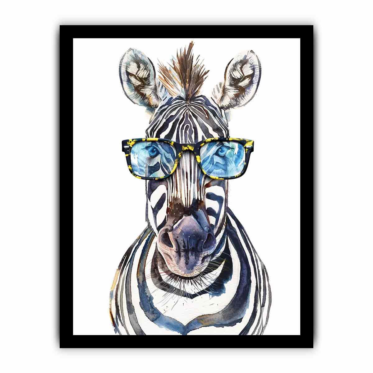 Zebra With Glasses Canvas Print & Poster