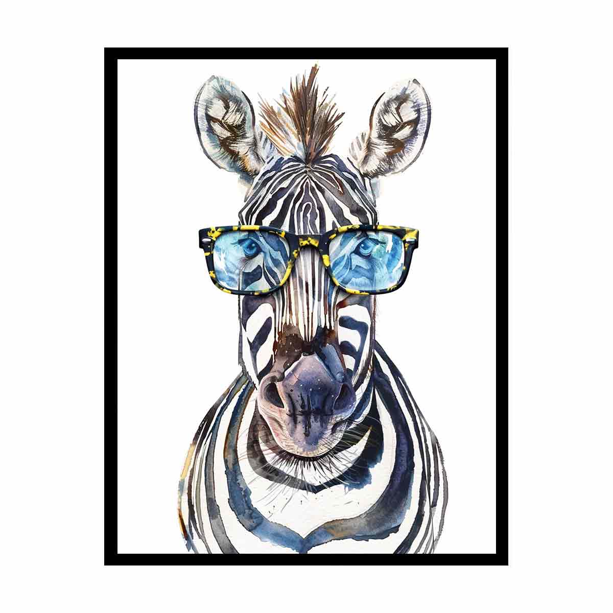 Zebra With Glasses Canvas Print & Poster