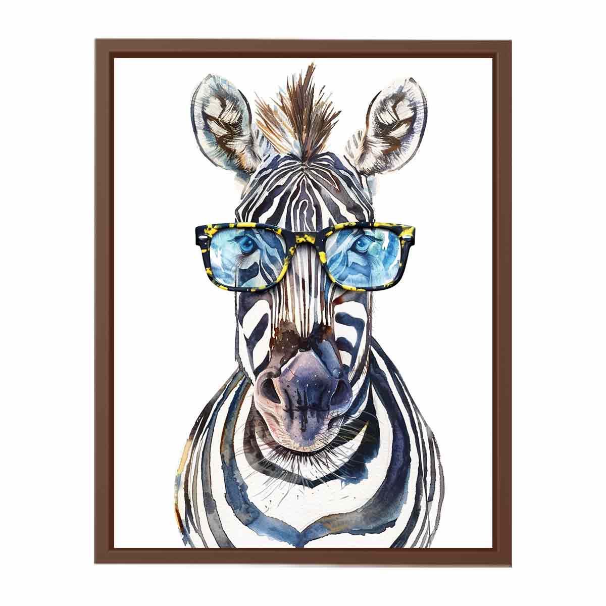 Zebra With Glasses Canvas Print & Poster