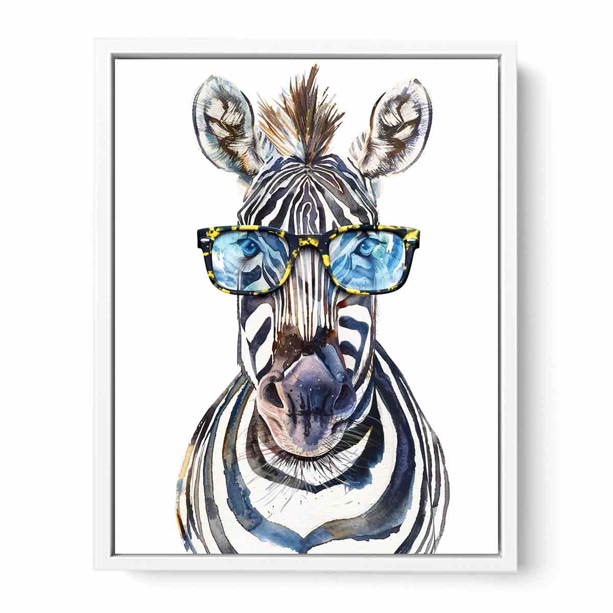 Zebra With Glasses Canvas Print & Poster