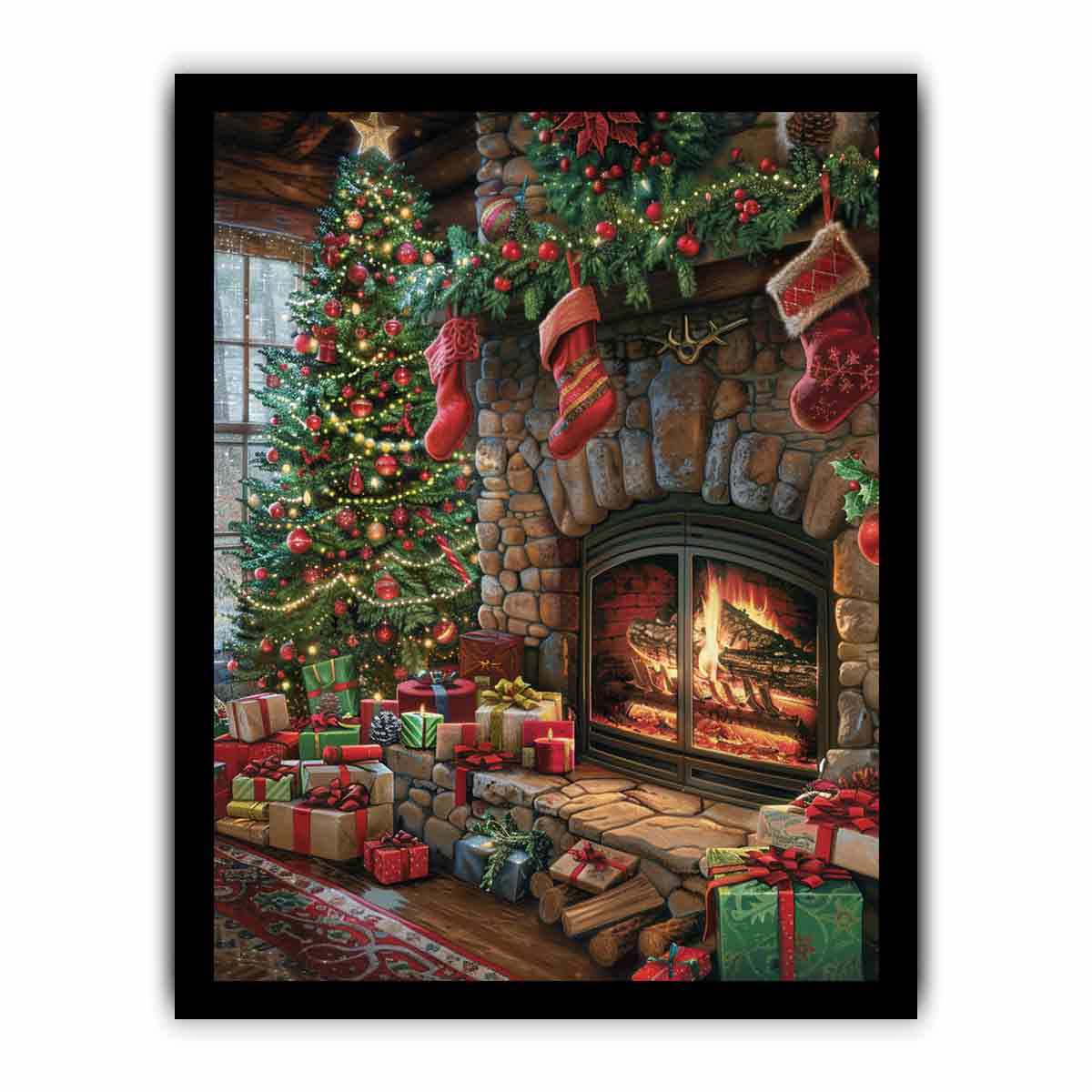 Festive Fireplace  Canvas Print