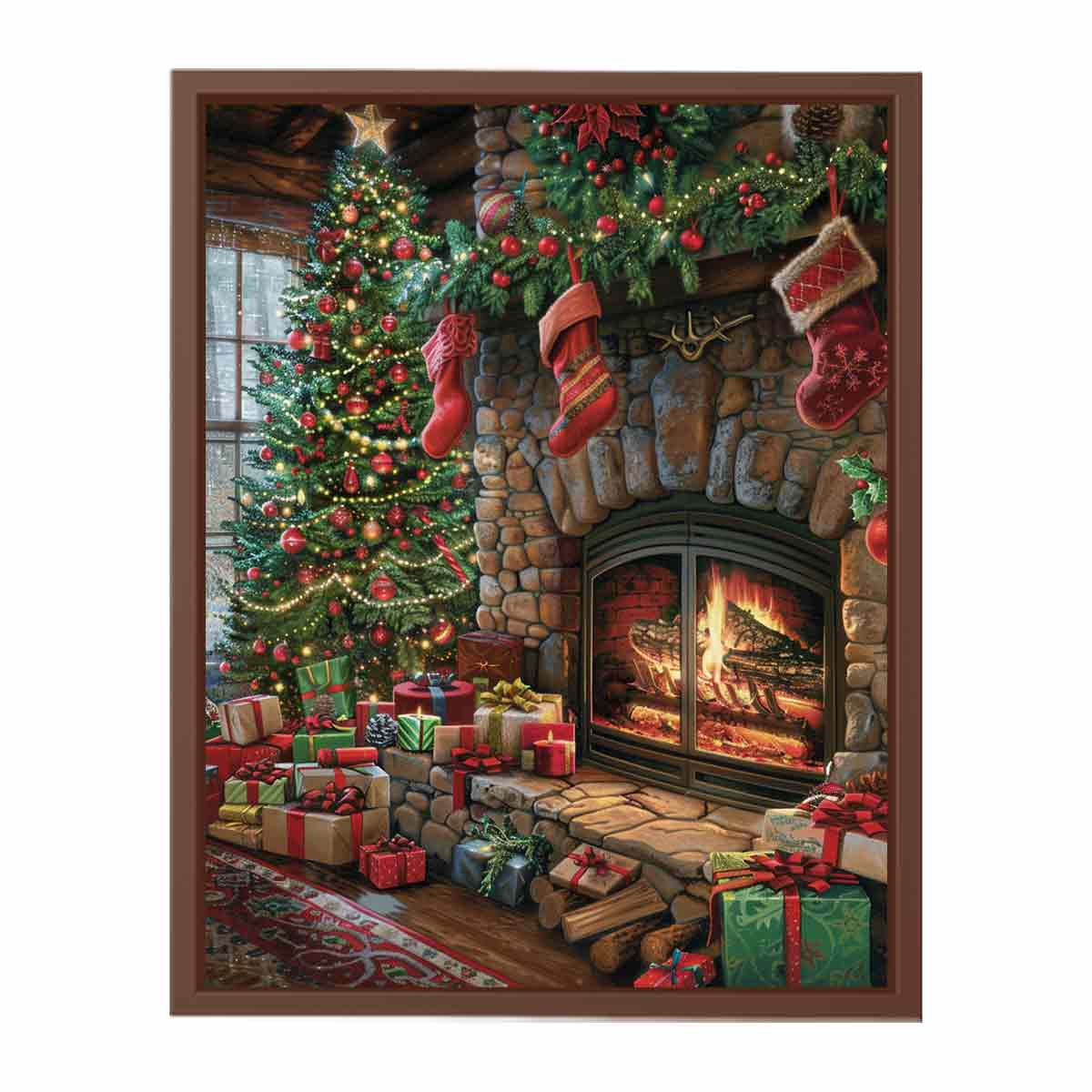 Festive Fireplace  Canvas Print
