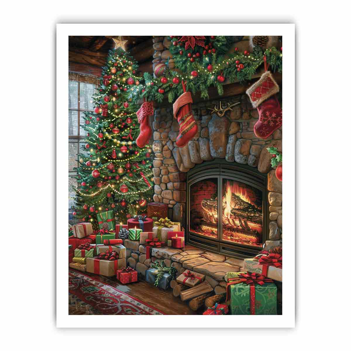 Festive Fireplace  Canvas Print