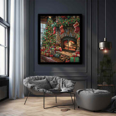 Festive Fireplace  Canvas Print
