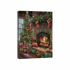 Festive Fireplace  Canvas Print