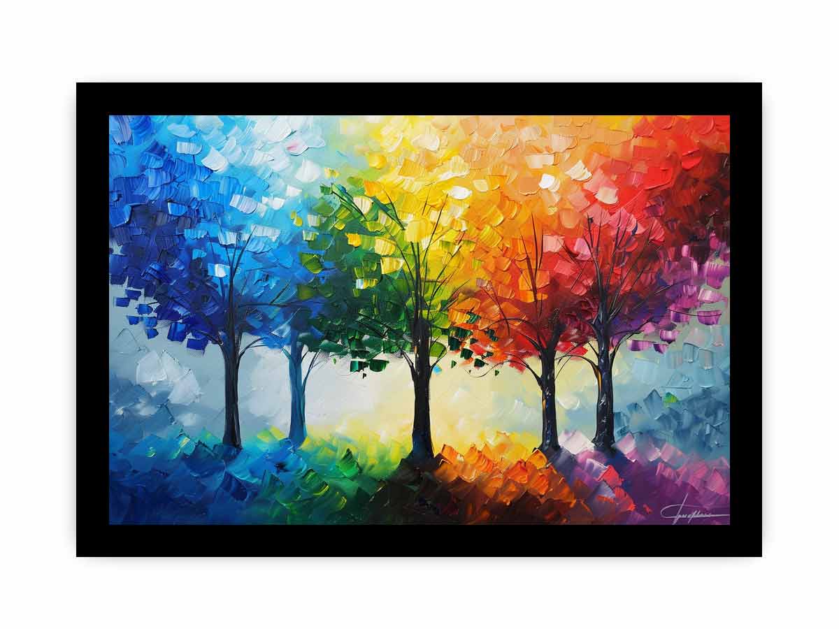 Colorful Trees Canvas Painting On Canvas