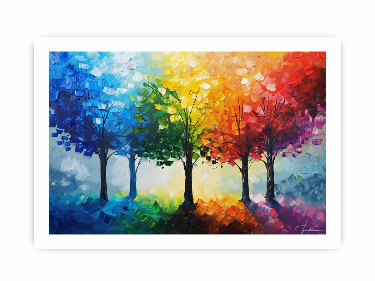 Colorful Trees Canvas Painting On Canvas