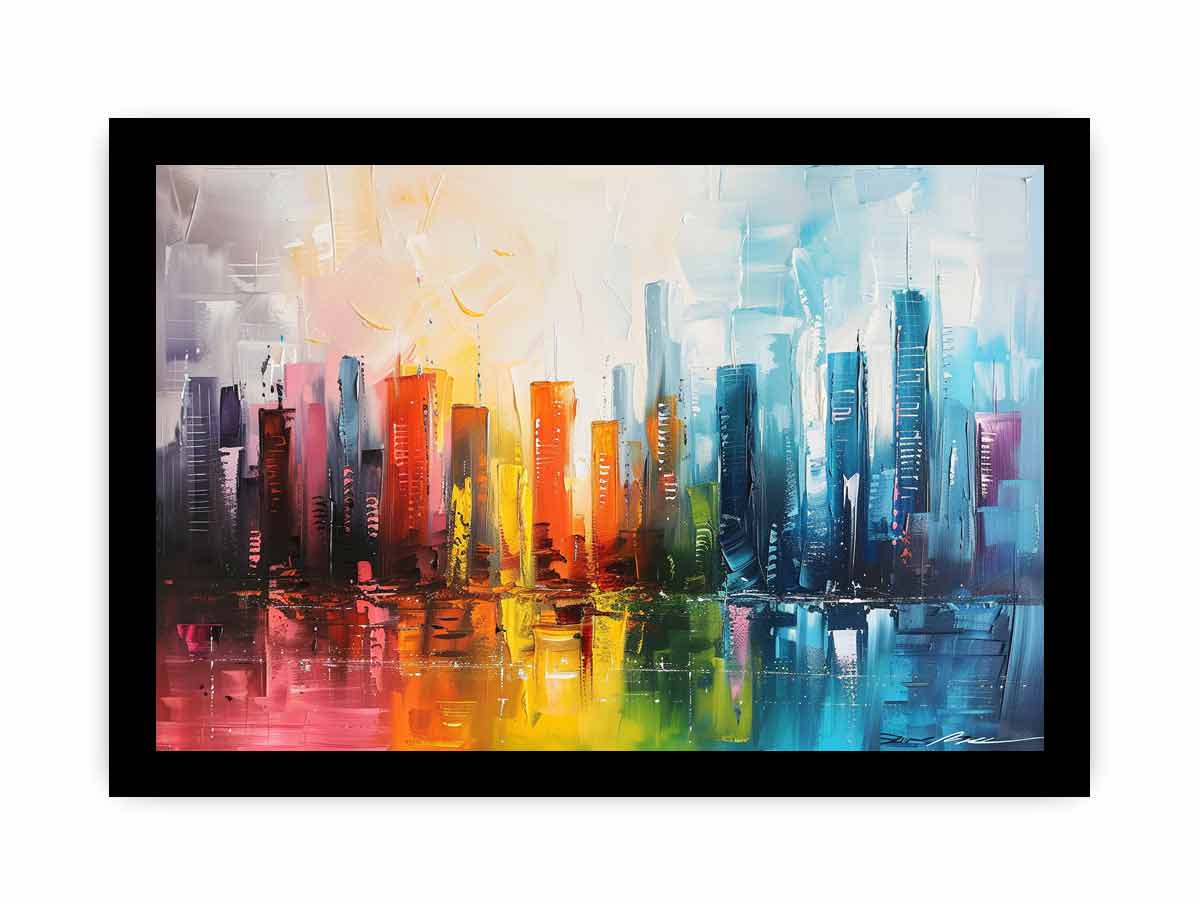 Abstract City skyline  Modern canvas painting