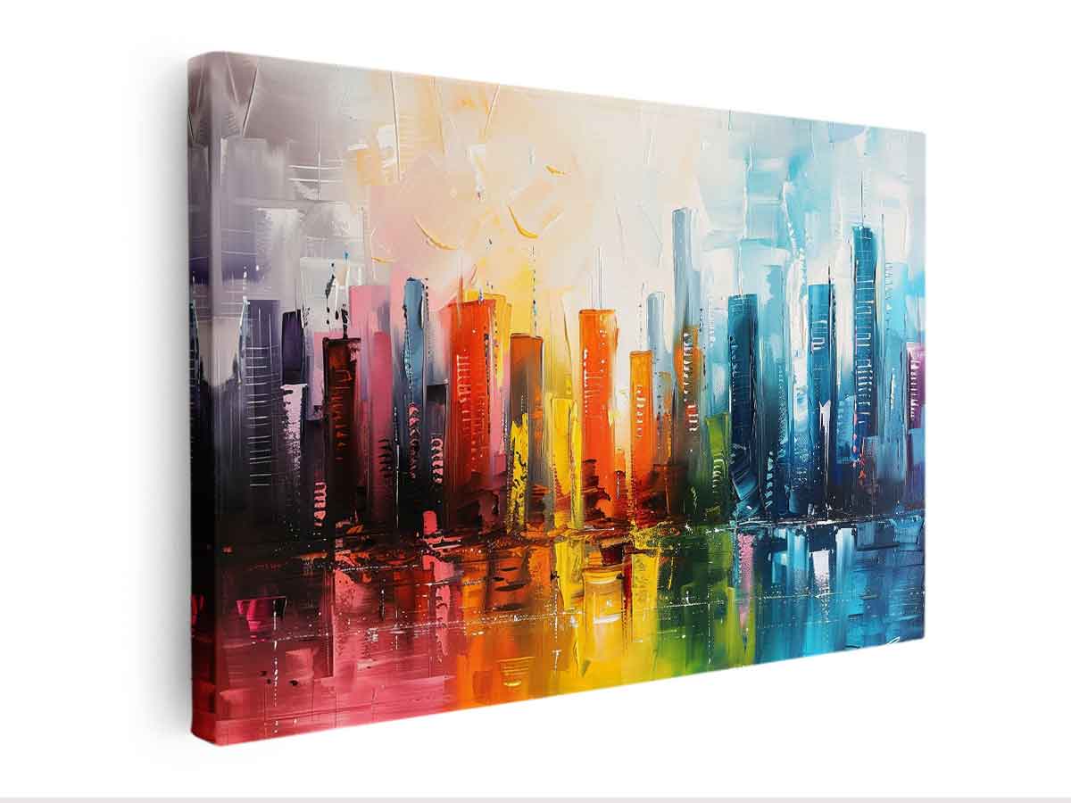 Abstract City skyline  Modern canvas painting