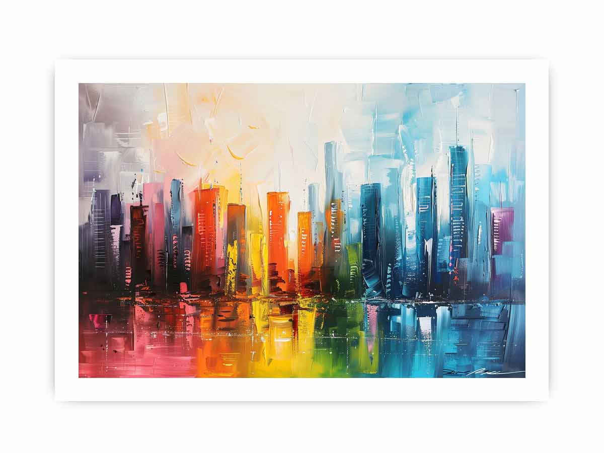 Abstract City skyline  Modern canvas painting