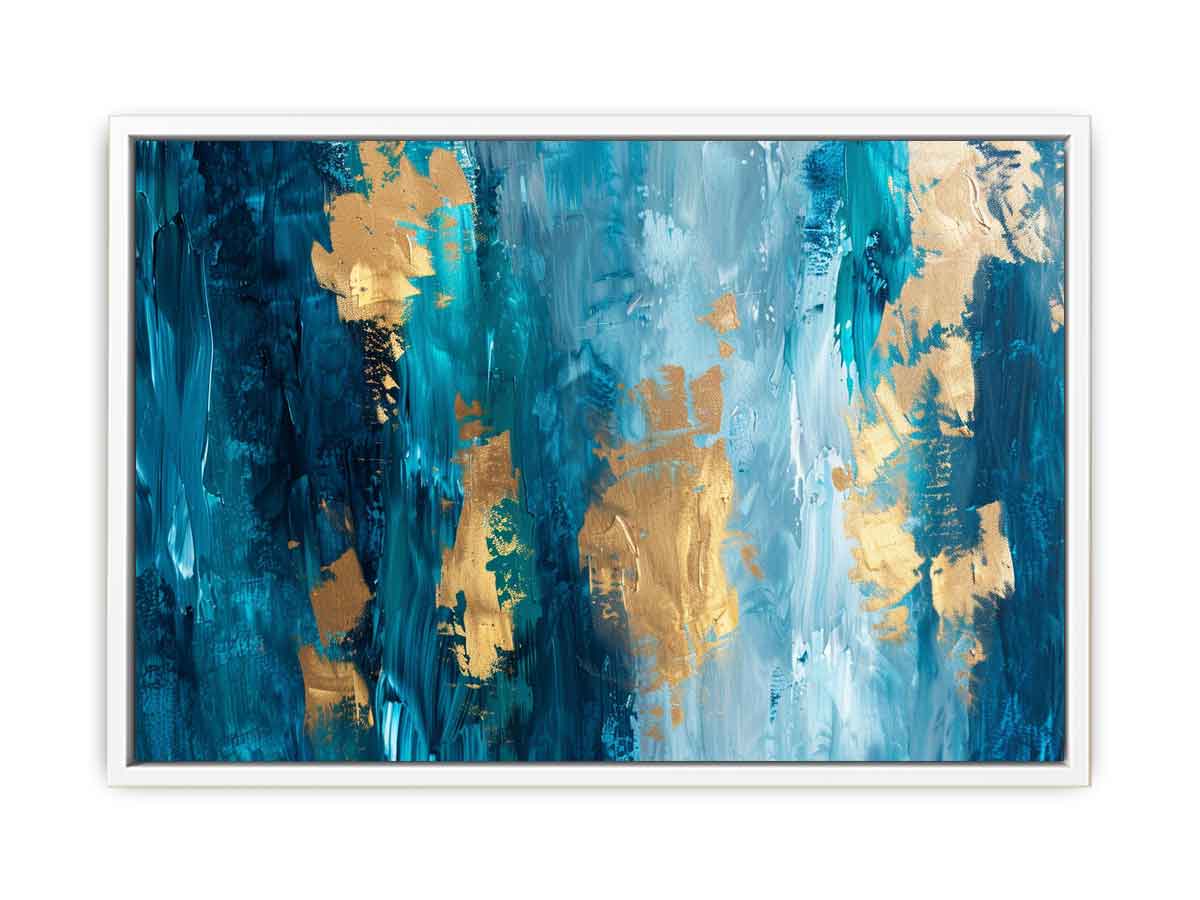 Abstract Blue Gold Luxury Canvas Painting