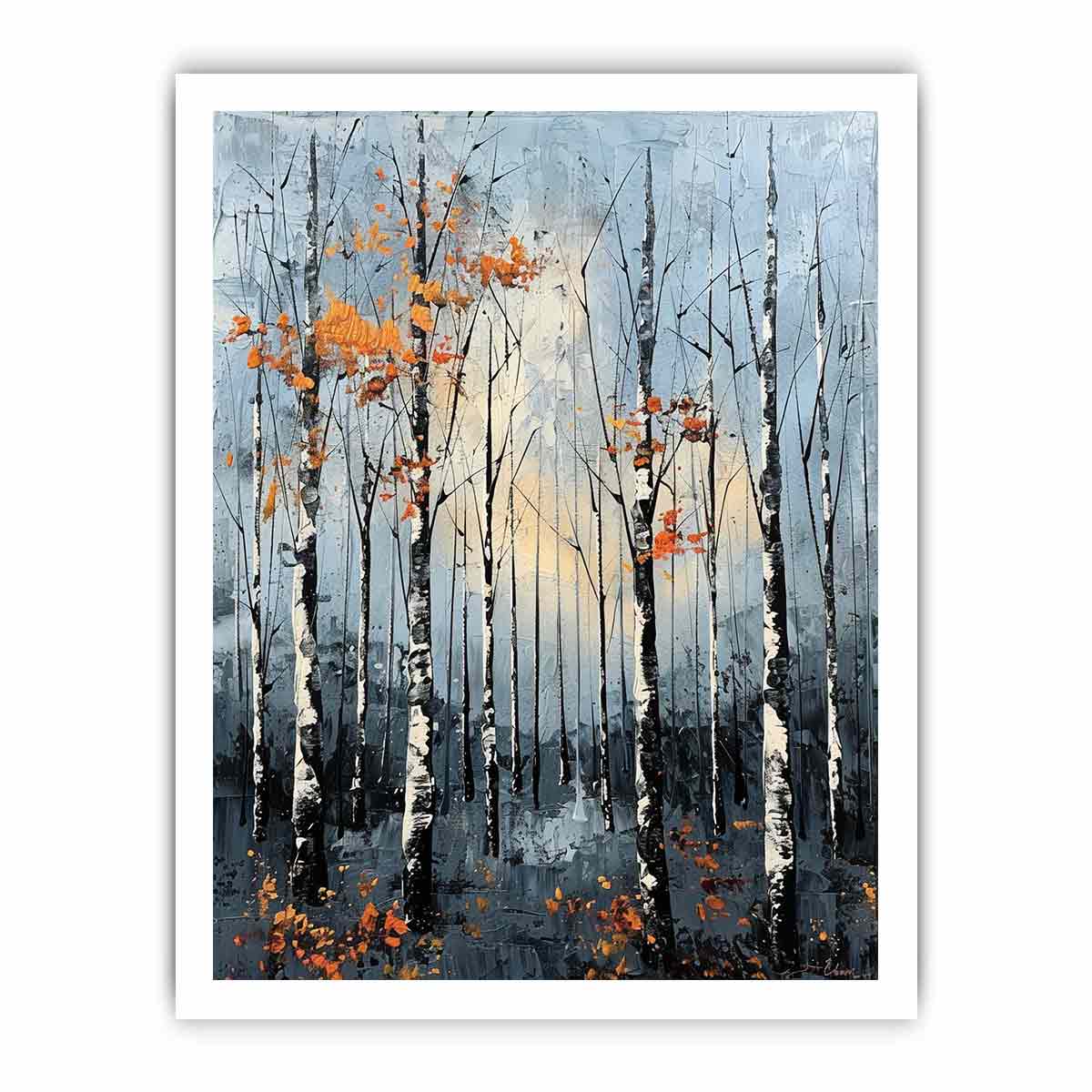 Birch Forest Palette Knife Painting