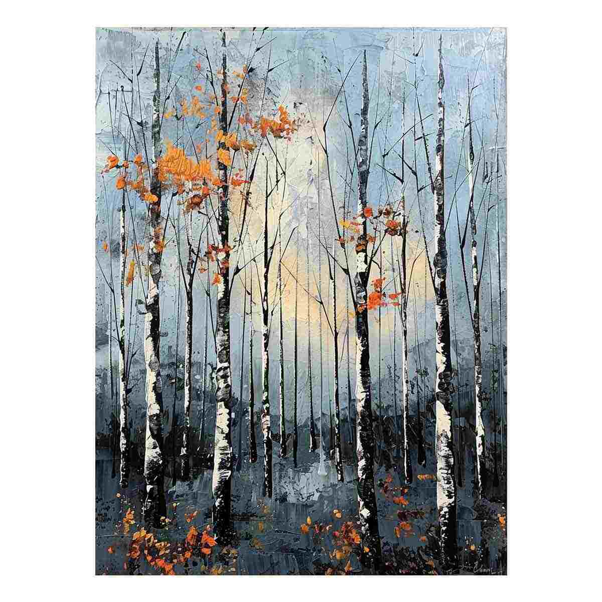 Birch Forest Palette Knife Painting