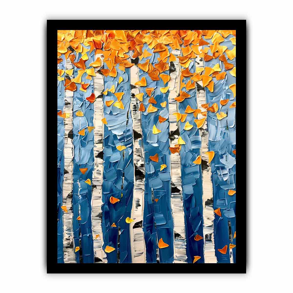 Birch Leaves Knife Canvas Print