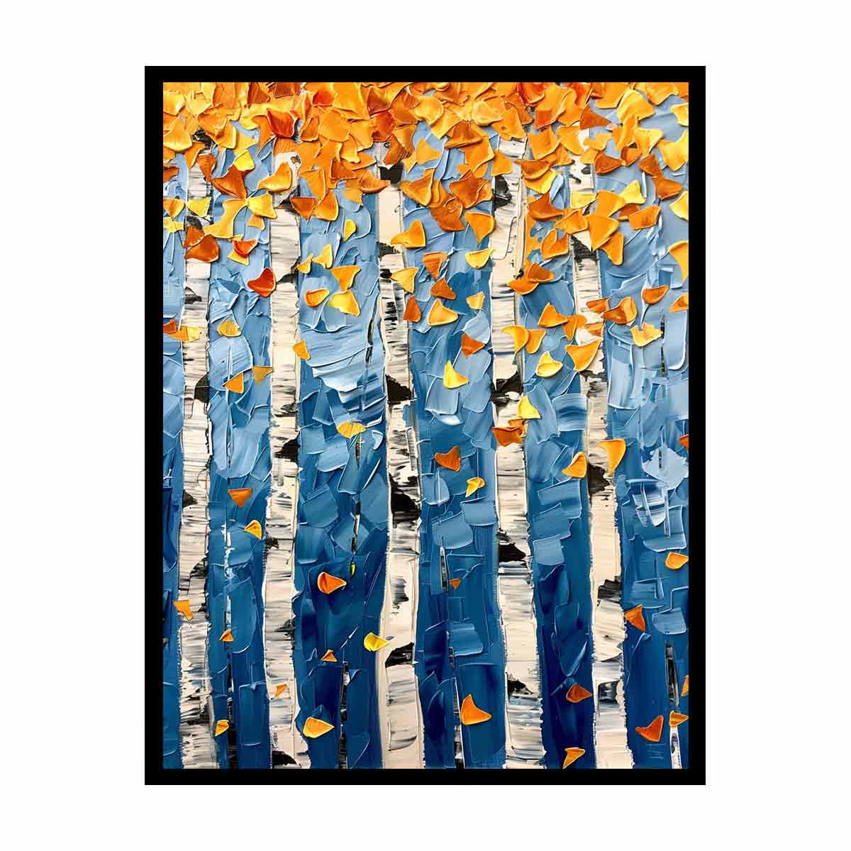 Birch Leaves Knife Canvas Print