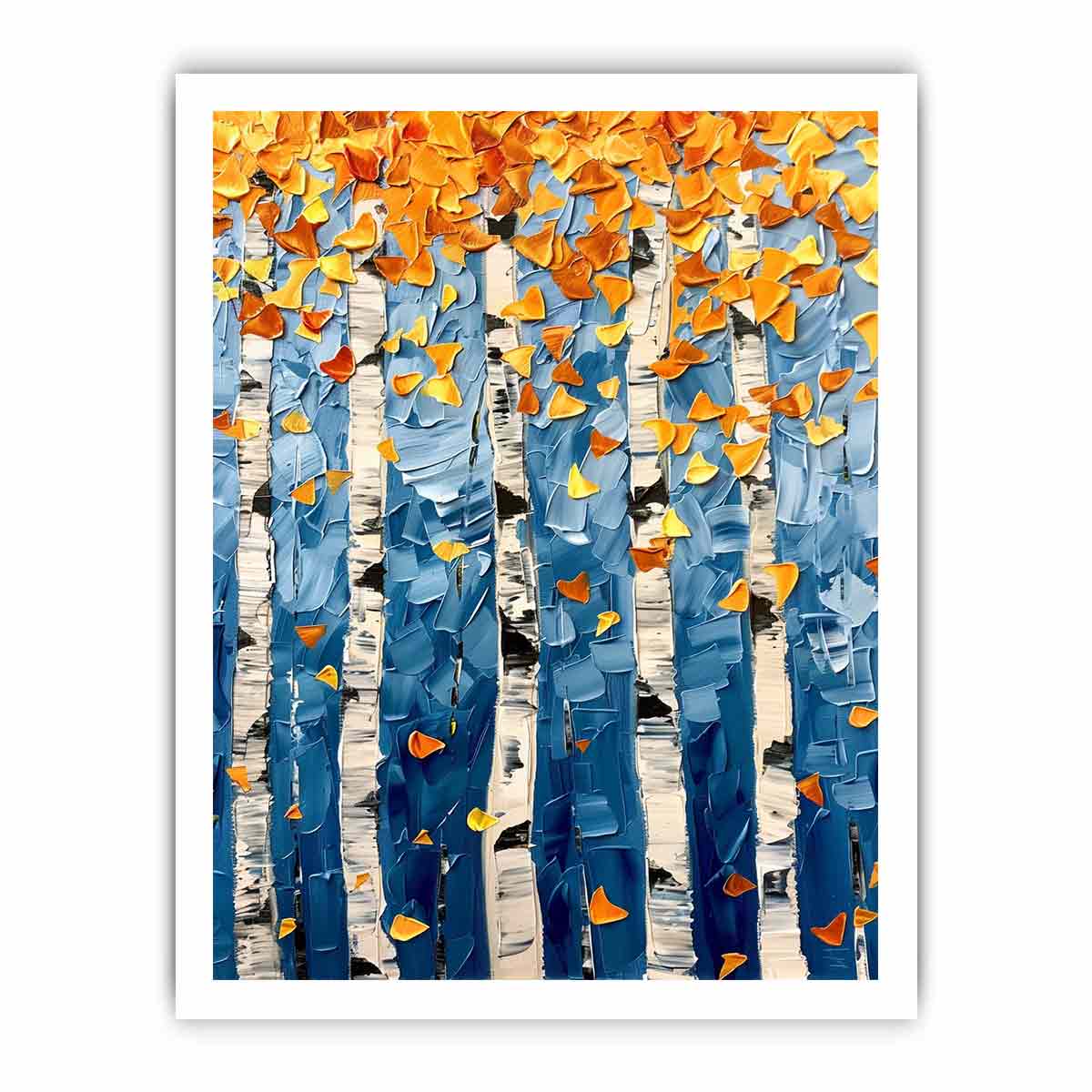 Birch Leaves Knife Canvas Print