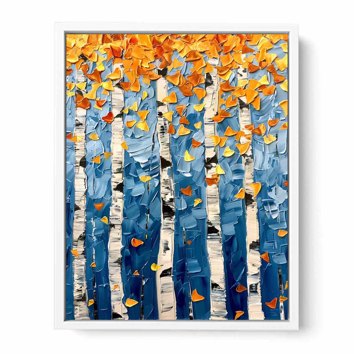 Birch Leaves Knife Canvas Print